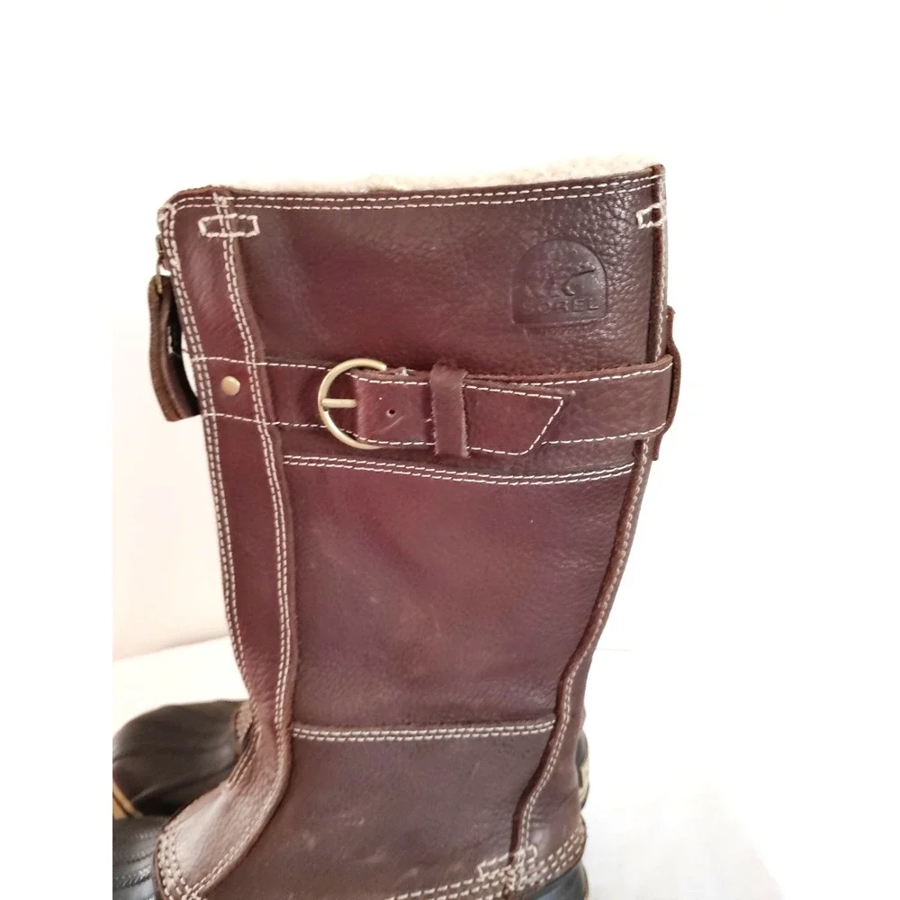 Sorel Brown Leather Rubber Duck Hunting Waterproof Winter Snow Boots Women 7.5